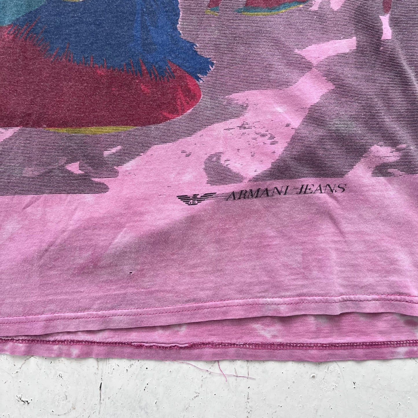 1980s thrashed armani jeans pink tee