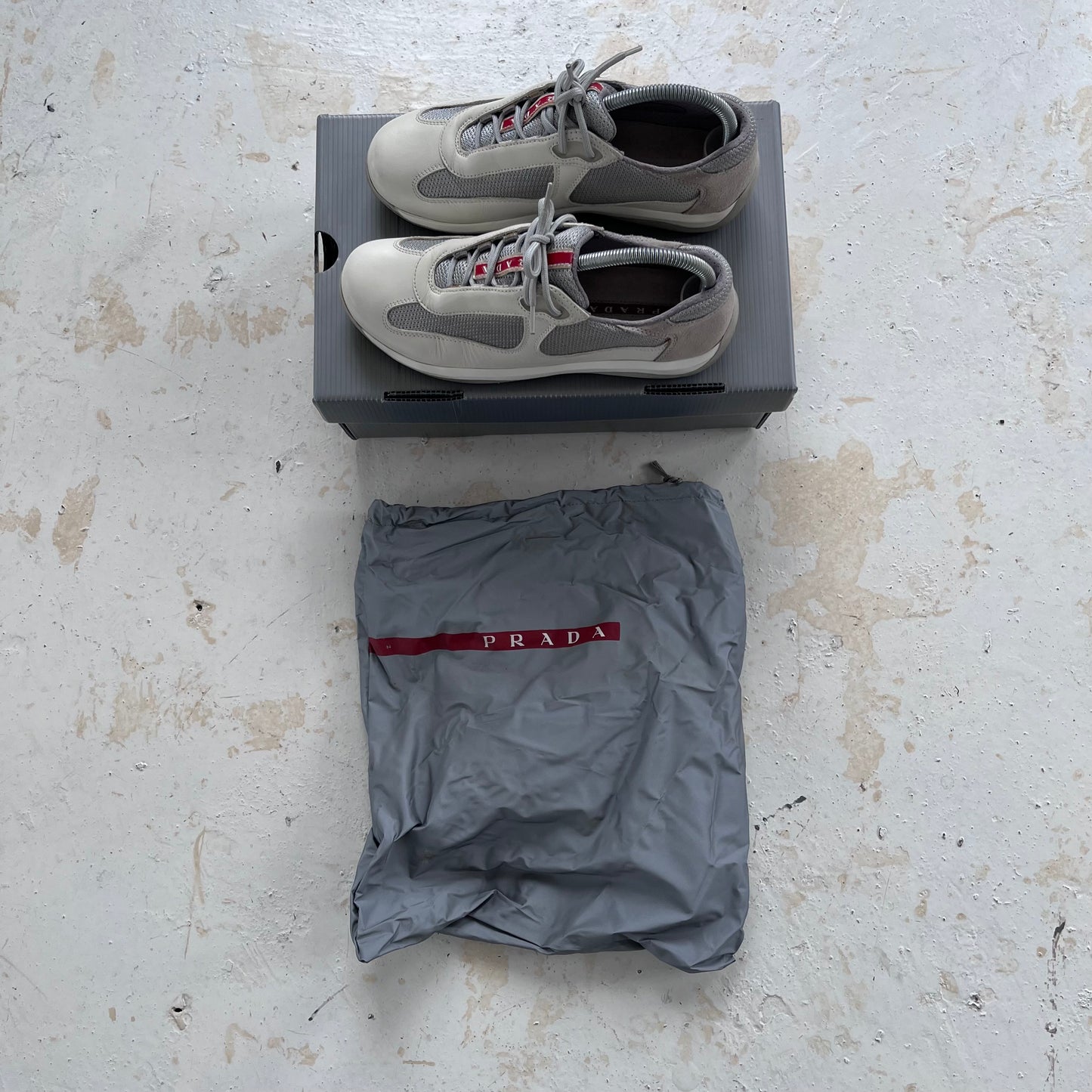 2000s prada sport americas cups matte leather trainers