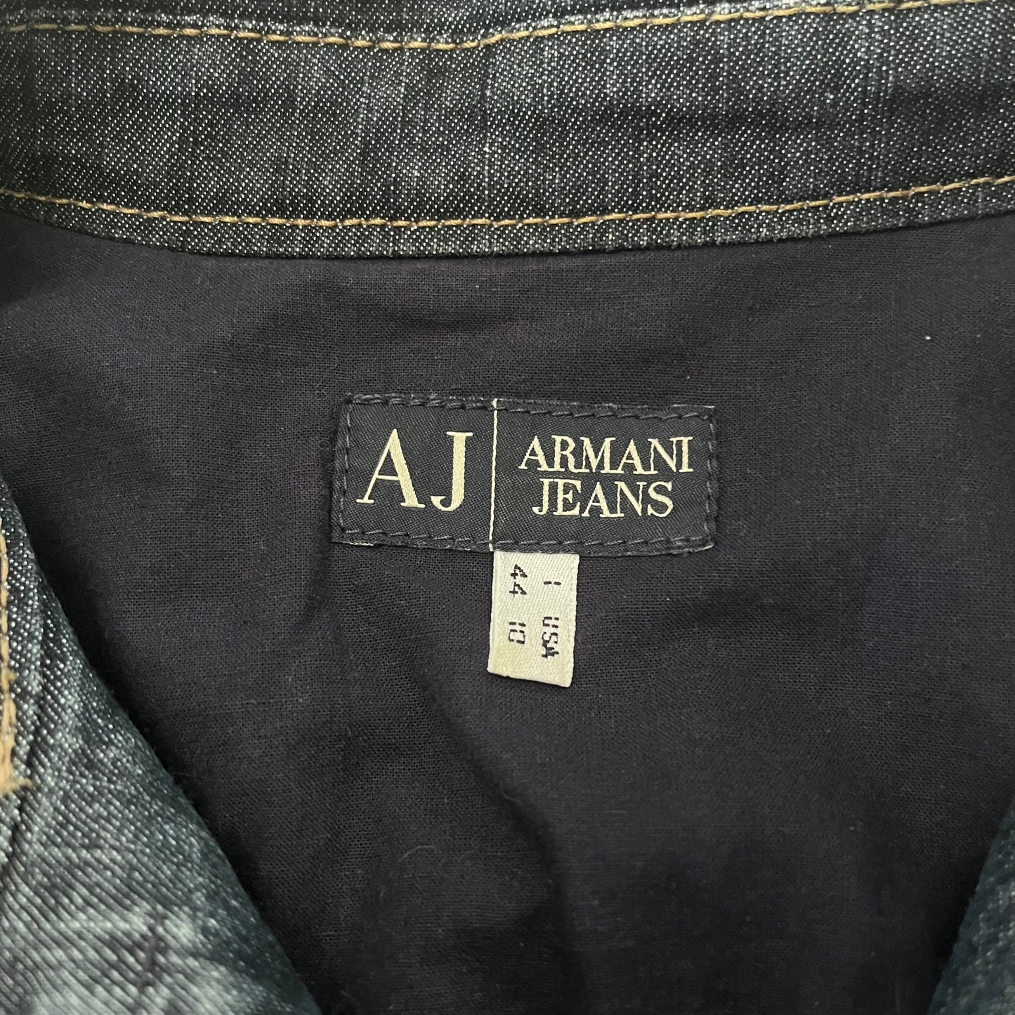 2000s armani jeans frayed blue denim jacket