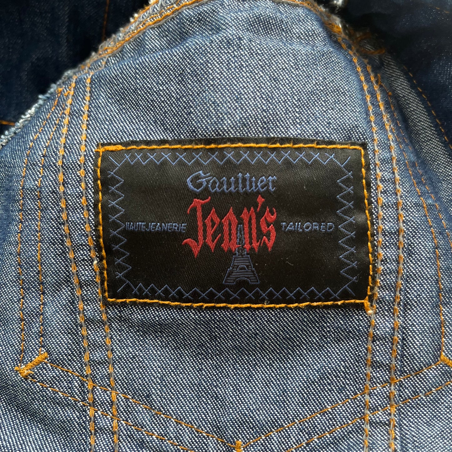 1990s jean paul gaultier jeans corset detail denim jacket
