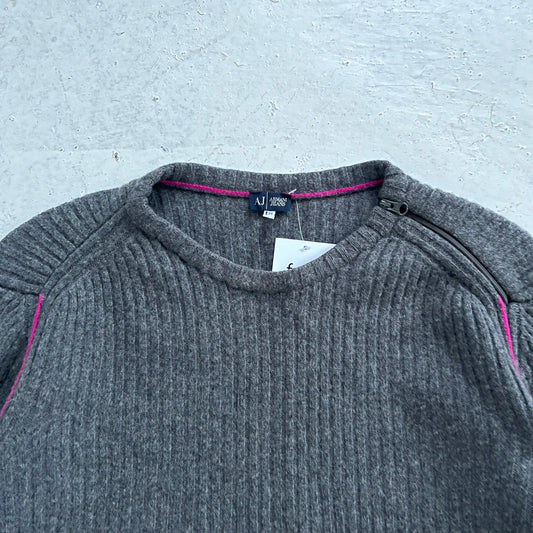 vintage armani jeans neck zip knit