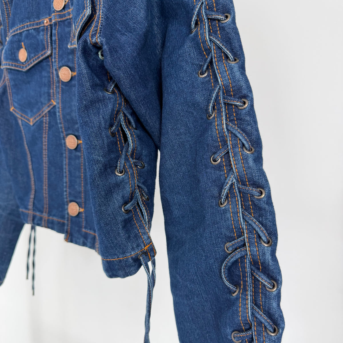 1990s jean paul gaultier corset denim jacket