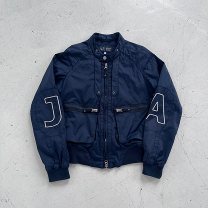 2000s armani jeans spellout bomber jacket
