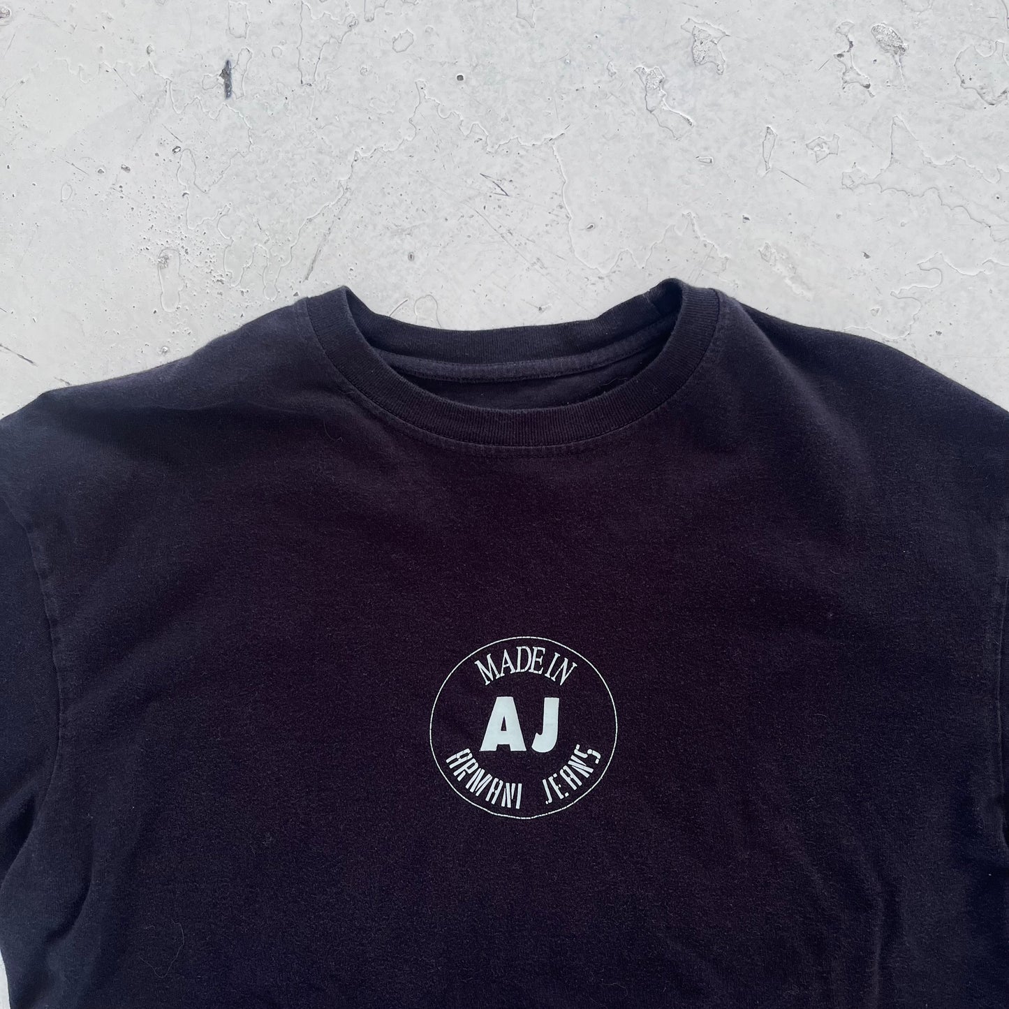 2000s armani jeans navy graphic tee