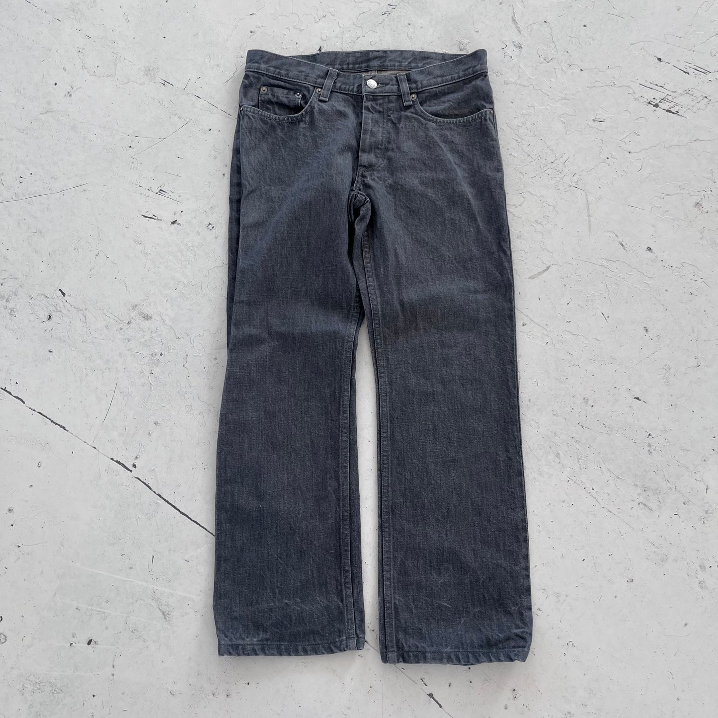 1990s helmut lang grey bootcut denim