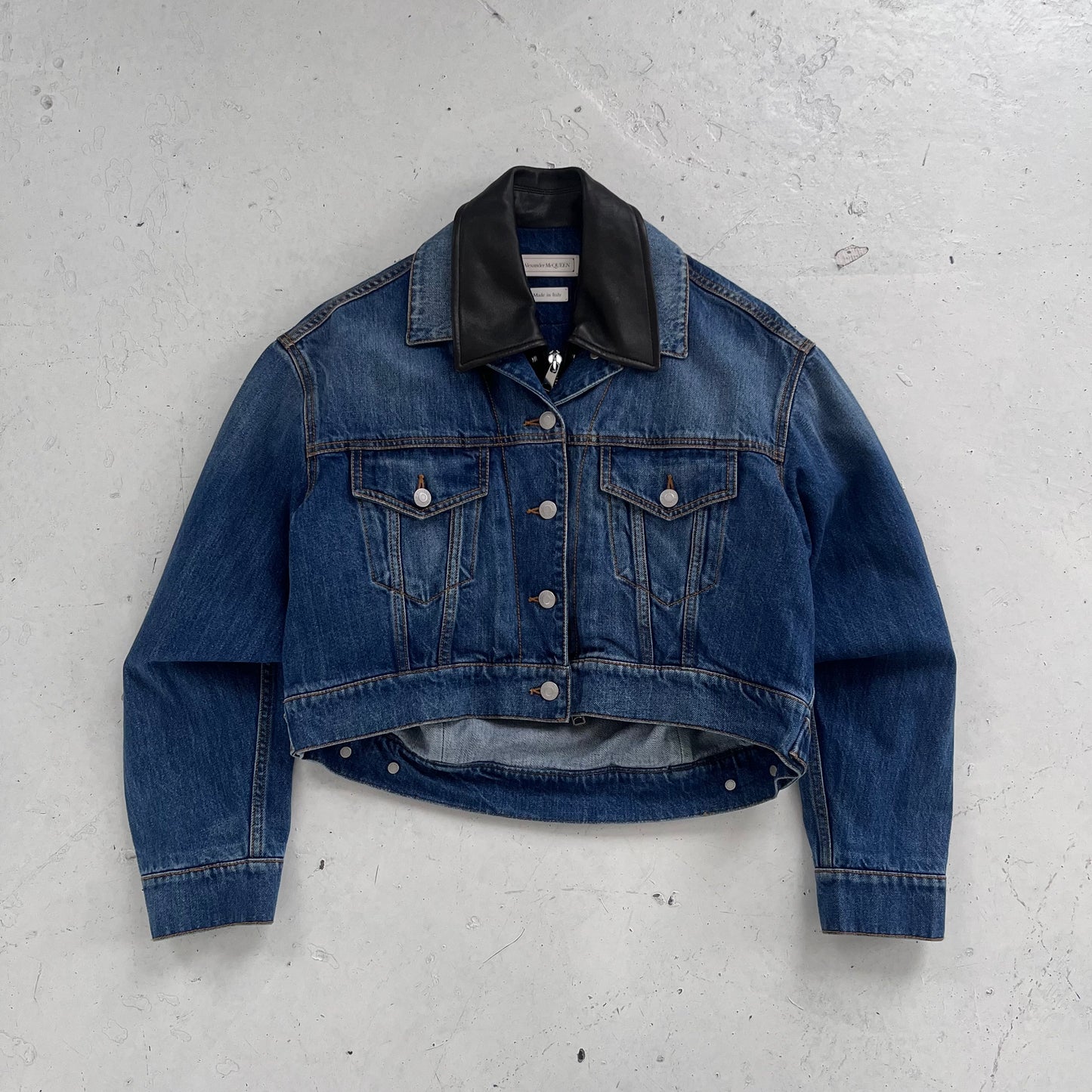 ss2022 alexander mcqueen denim/leather jacket