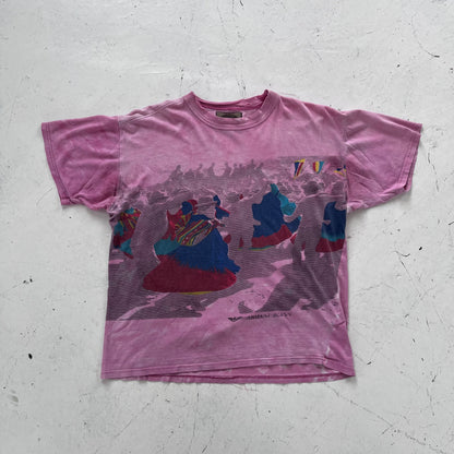 1980s thrashed armani jeans pink tee
