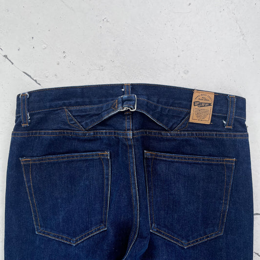 vintage selvedge buckle back denim