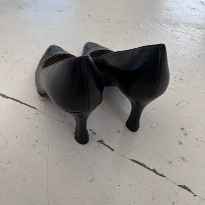 2000s chanel black leather heels