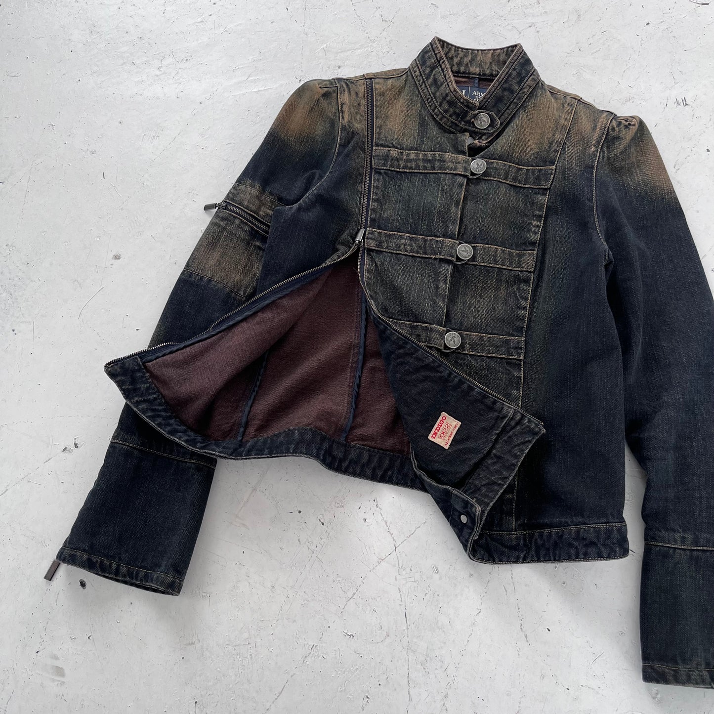 2000s armani jeans napoleon denim jacket