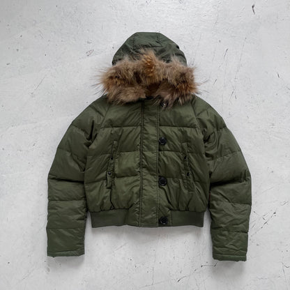 2000s moncler green fur trim puffer
