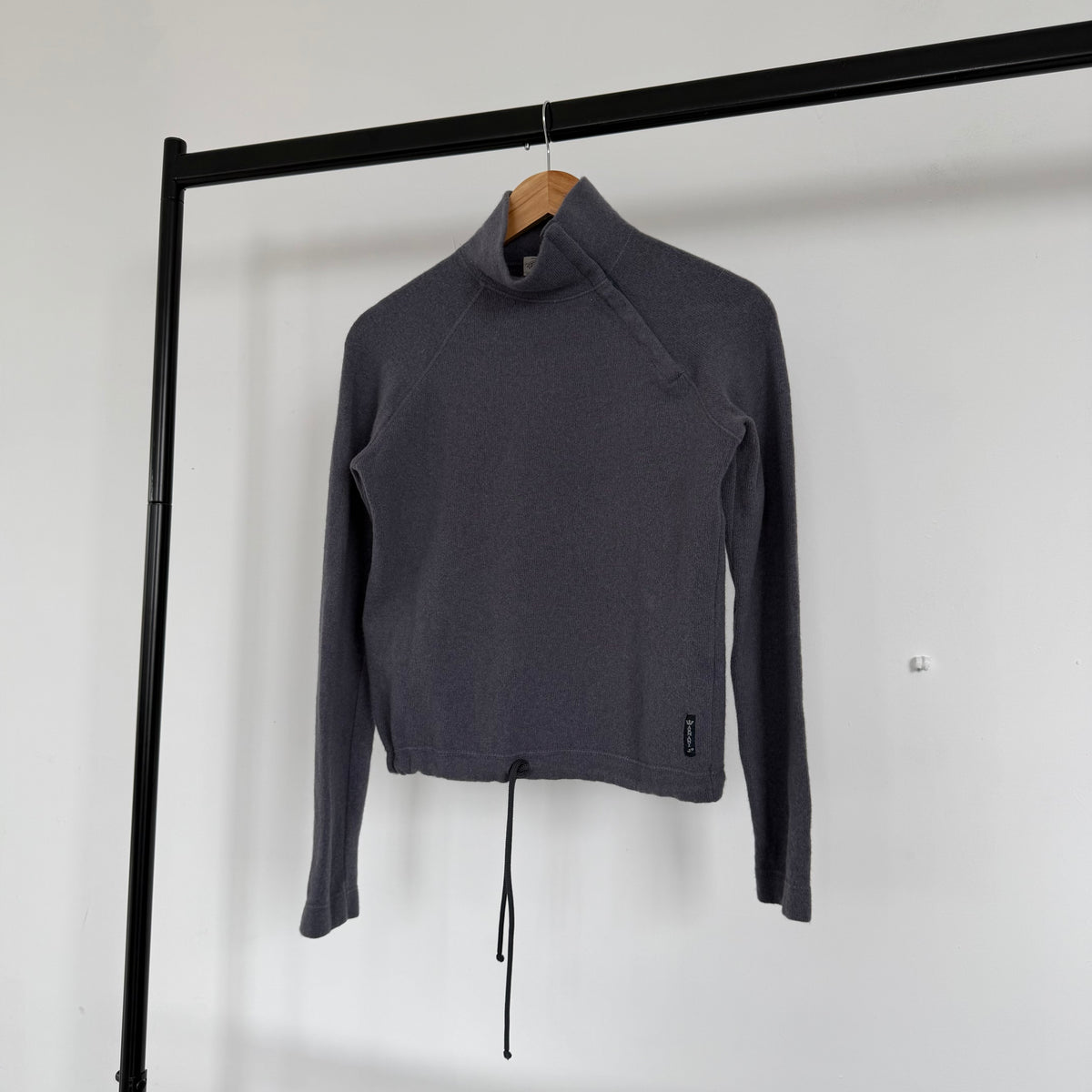 1990s armani jeans asymmetrical clasp funnel neck knitted jumper