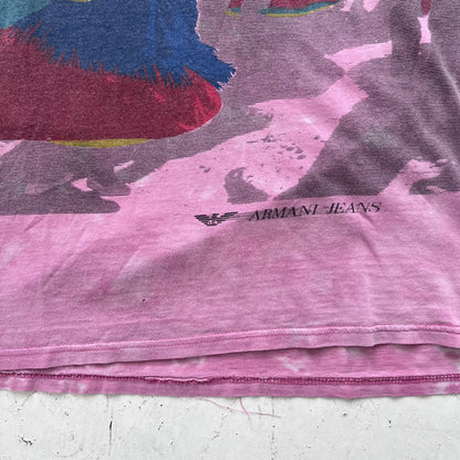 1980s thrashed armani jeans pink tee
