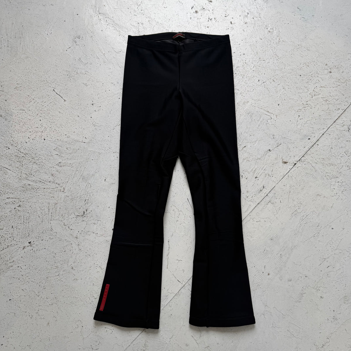 2000s prada sport neoprene panelled flared trousers