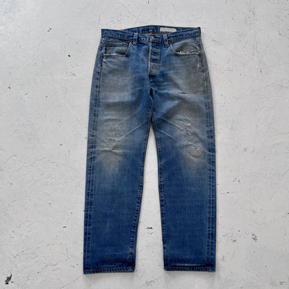 2000s levis 501 limited edition red line selvedge distressed jeans