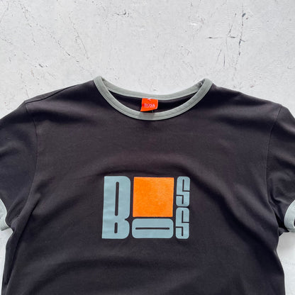 2000s hugo boss orange graphic ringer tee