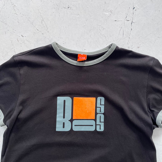 2000s hugo boss orange graphic ringer tee