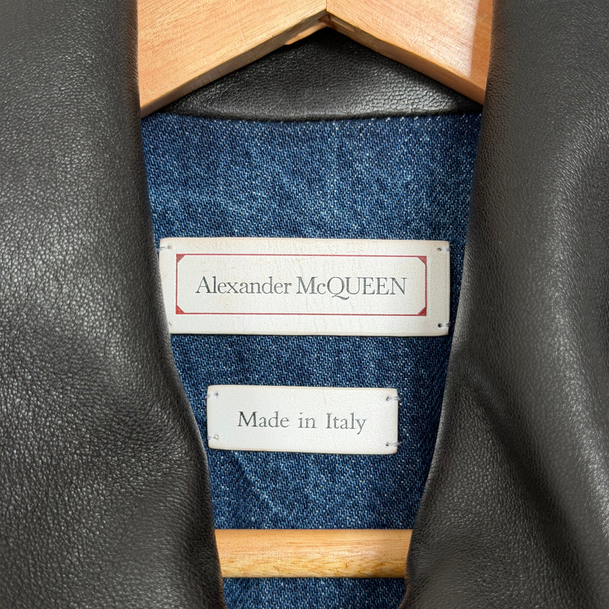 ss2022 alexander mcqueen double layered denim/leather jacket