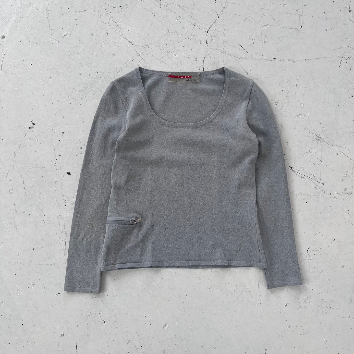 fw1999 prada sport boatneck side pocket knit top