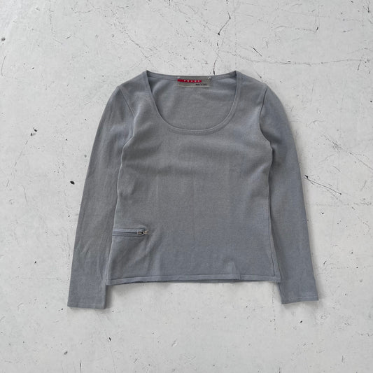 fw1999 prada sport boatneck side pocket knit top