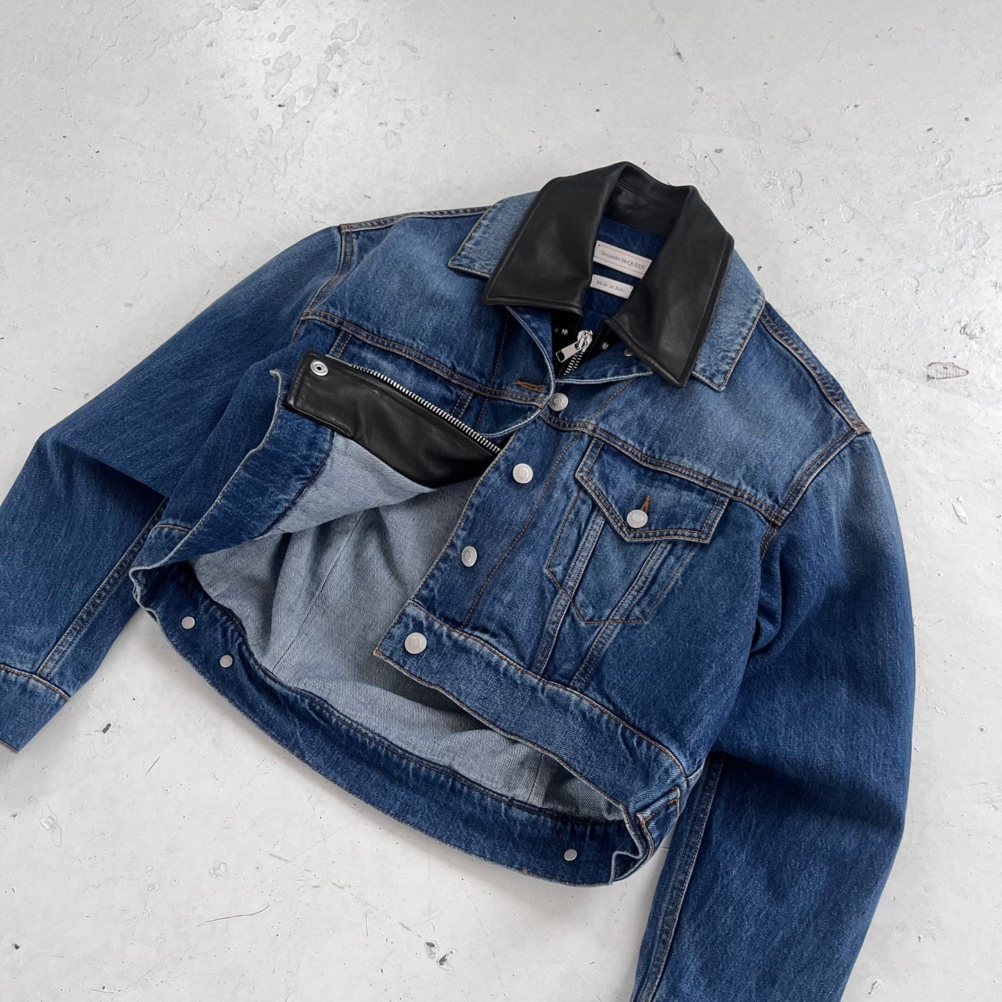 ss2022 alexander mcqueen denim/leather jacket