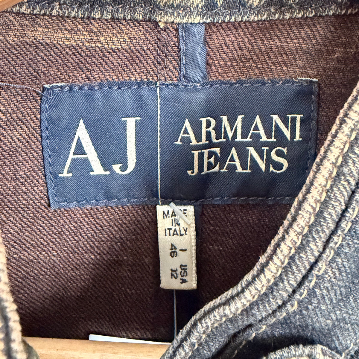 2000s armani jeans napoleon dark wash denim jacket