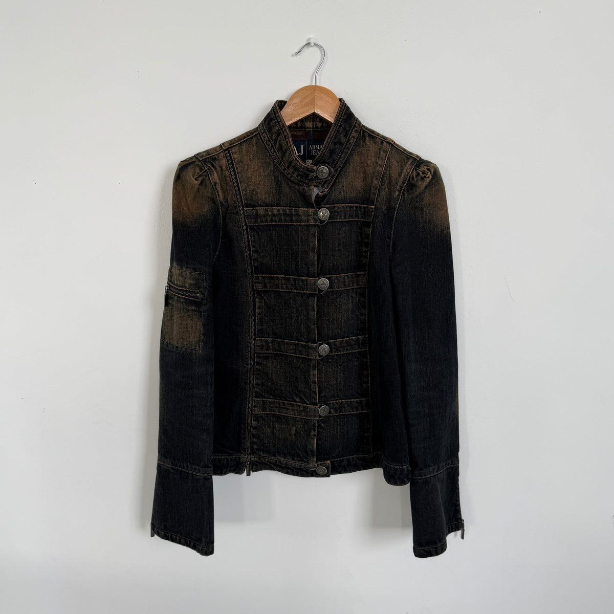 2000s armani jeans napoleon dark wash denim jacket