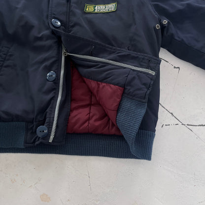 2010s armani jeans patchwork hooded bomber