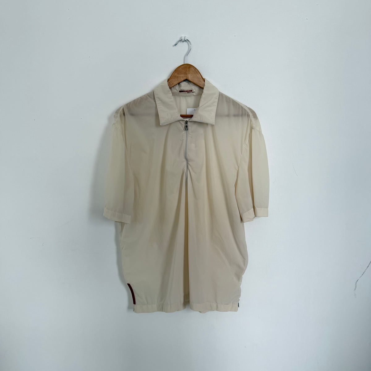 ss1999 prada sport half zip sheer polo