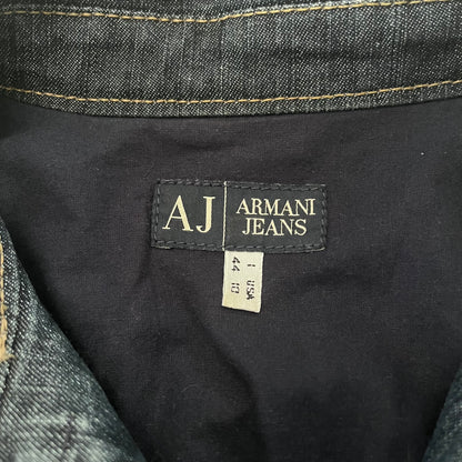 2000s armani jeans frayed blue denim jacket