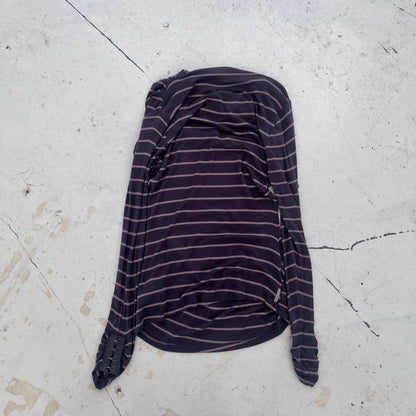 2000s armani jeans striped scoop neck top