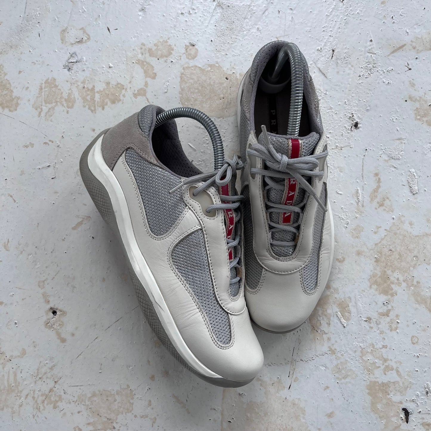 2000s prada sport americas cups matte leather trainers
