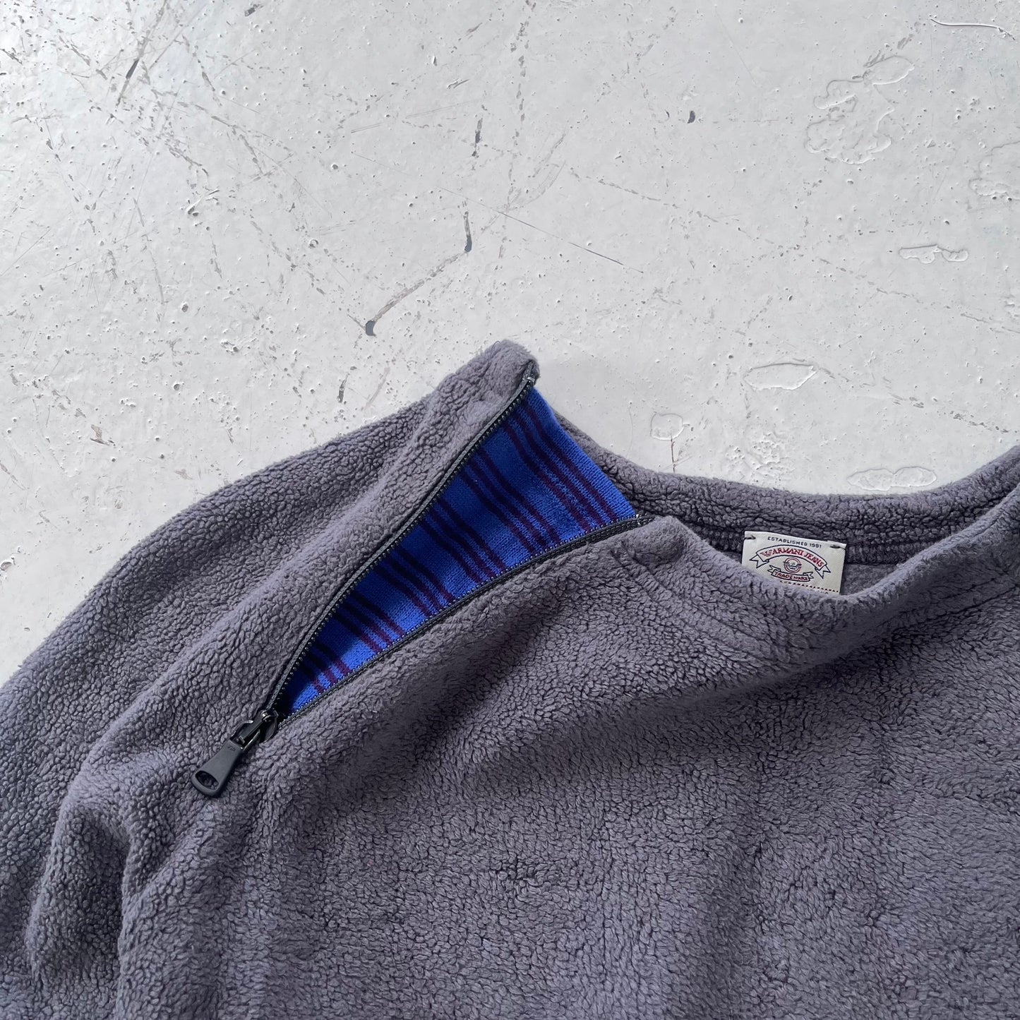 1990s armani jeans neck zip fleece