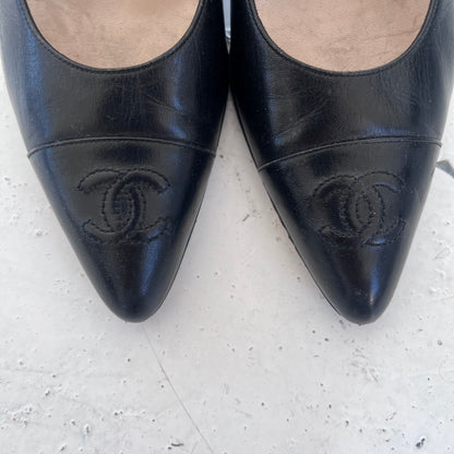 2000s chanel black leather heels