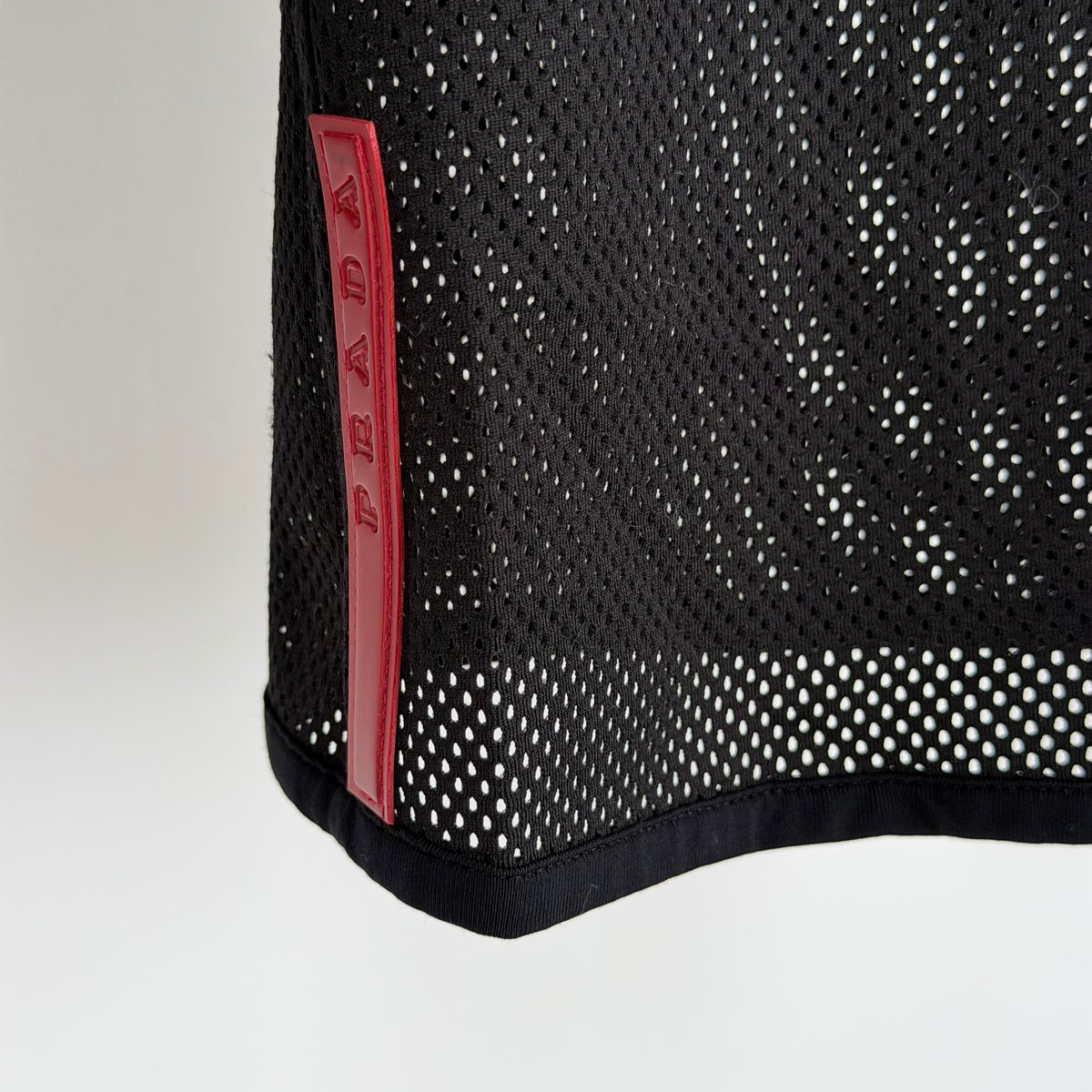 ss2000 prada sport asymmetrical neck mesh longsleeve top