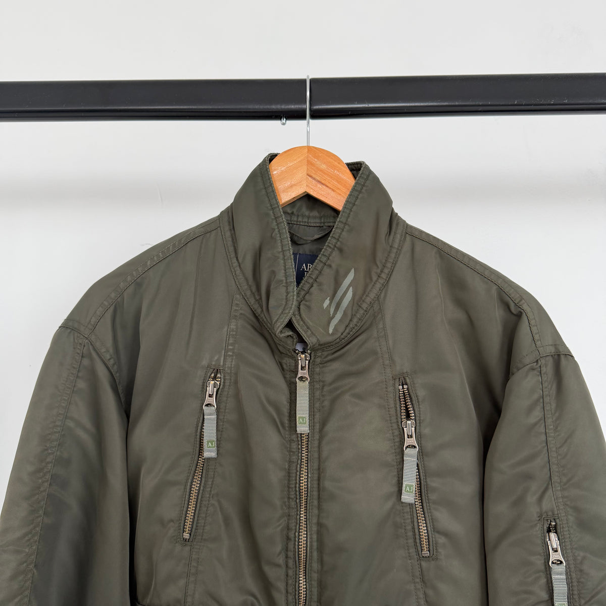 2000s armani jeans technical collared bomber jacket