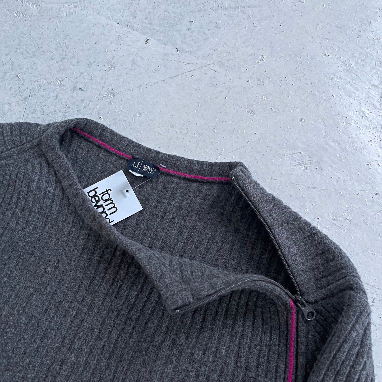 vintage armani jeans neck zip knit