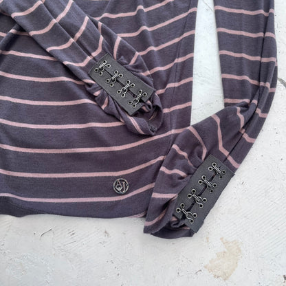 2000s armani jeans striped scoop neck top