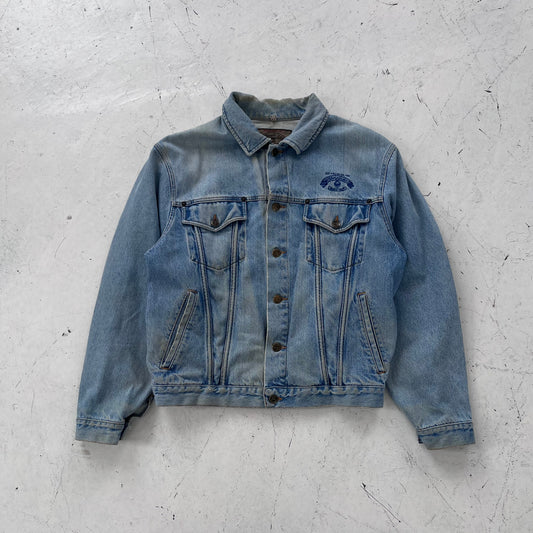 1990s armani jeans loose fit denim trucker jacket