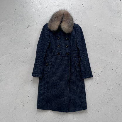 2000s burberry black label navy trenchcoat