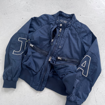 2000s armani jeans spellout bomber jacket