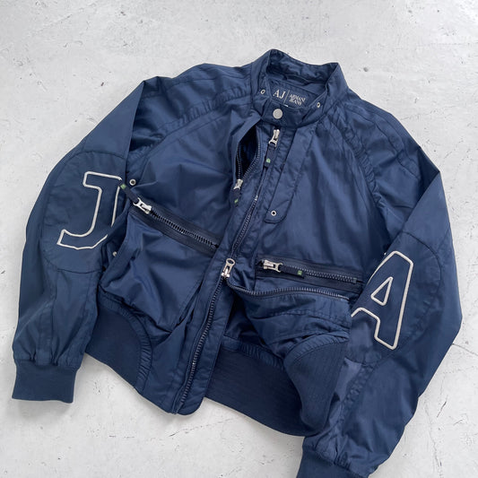 2000s armani jeans spellout bomber jacket