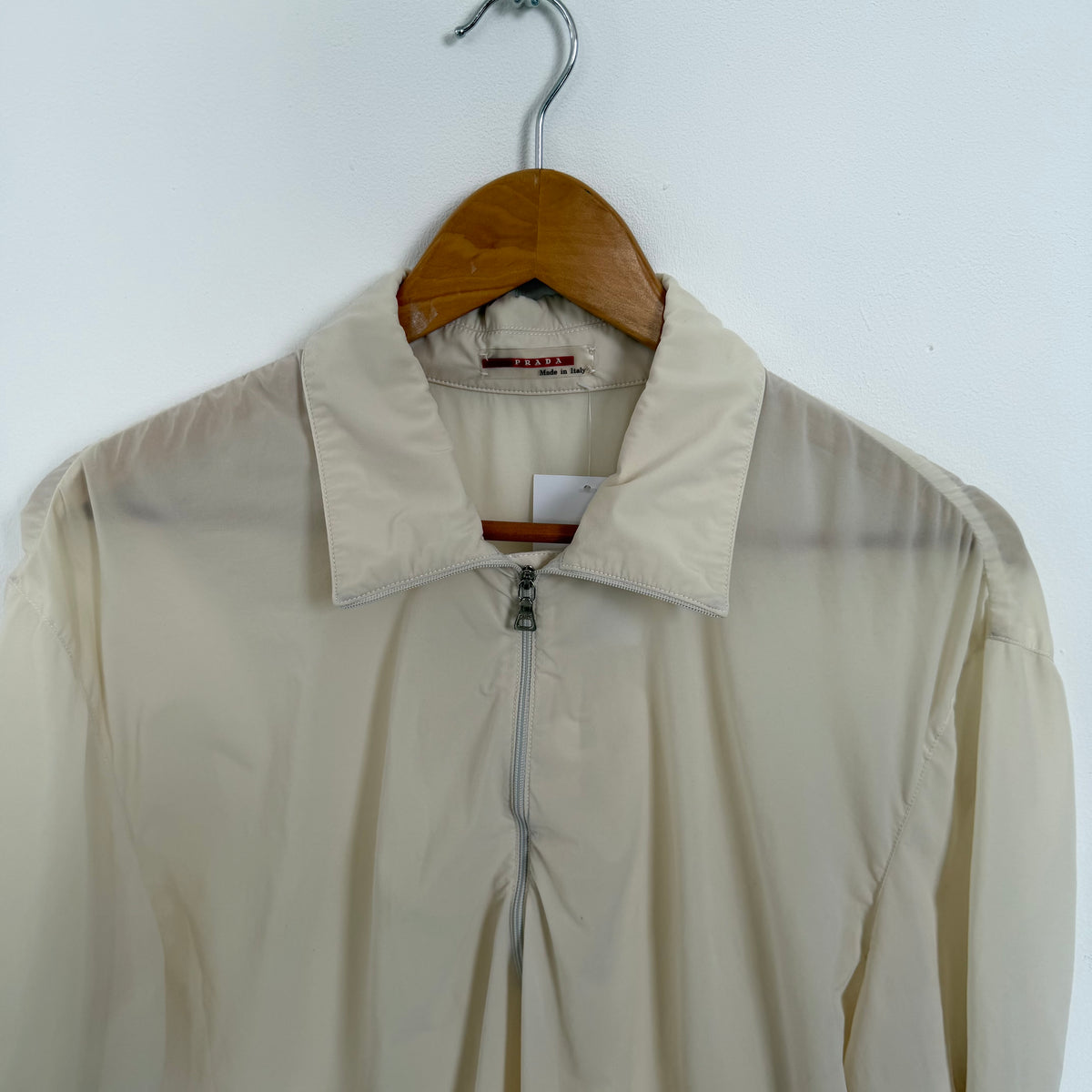 ss1999 prada sport half zip sheer polo