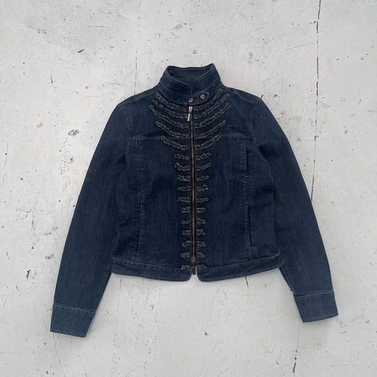 2000s armani jeans frayed blue denim jacket