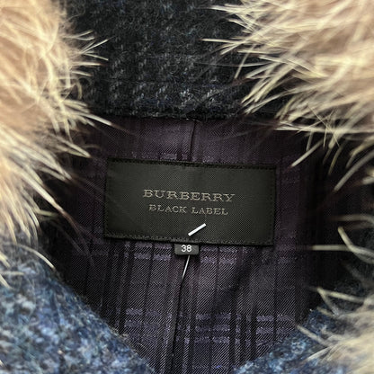 2000s burberry black label navy trenchcoat