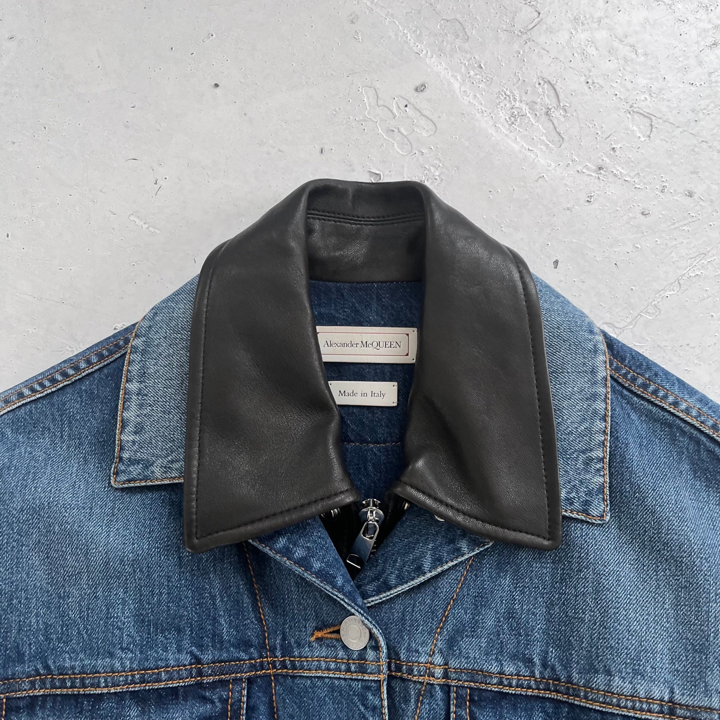 ss2022 alexander mcqueen denim/leather jacket