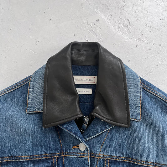 ss2022 alexander mcqueen denim/leather jacket