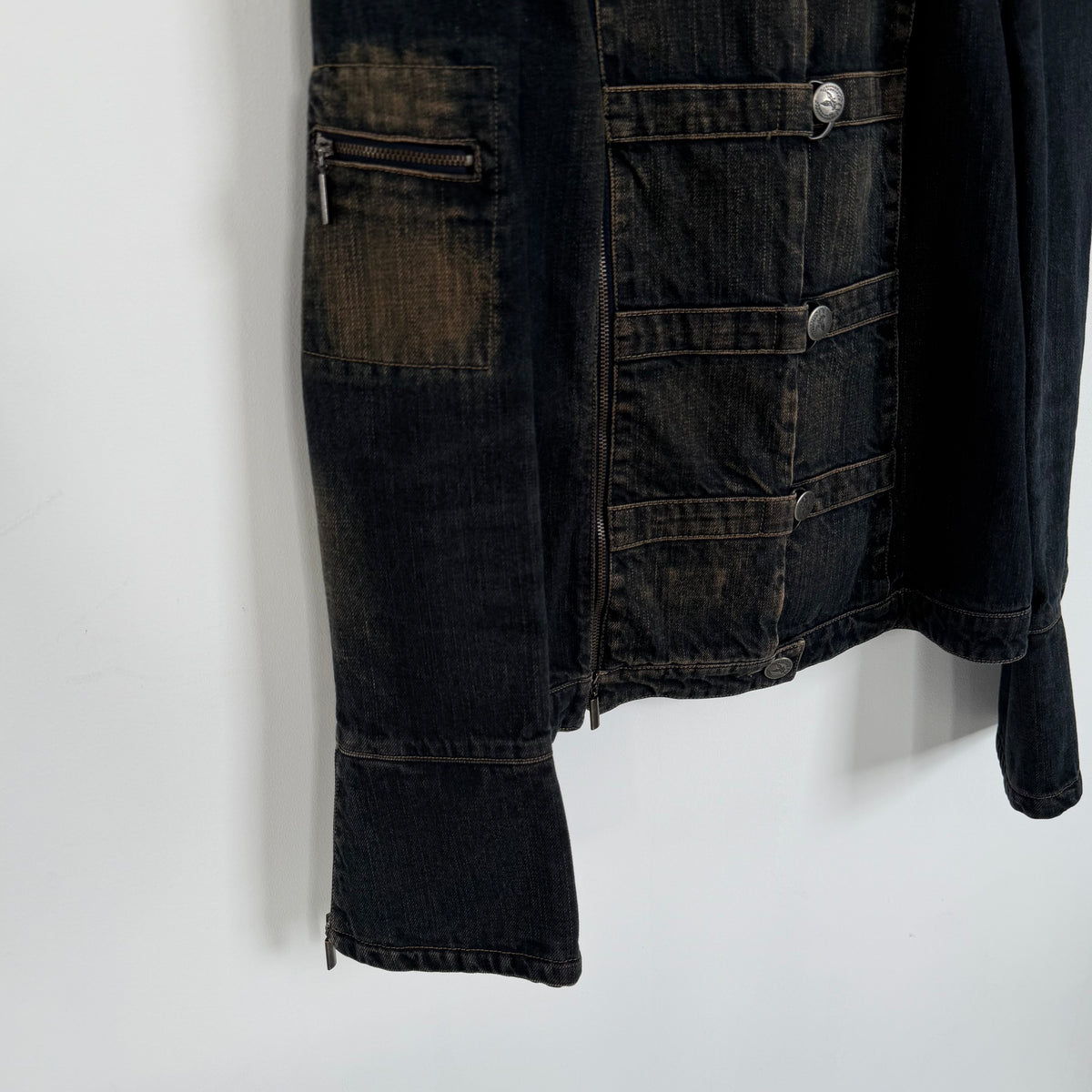 2000s armani jeans napoleon dark wash denim jacket