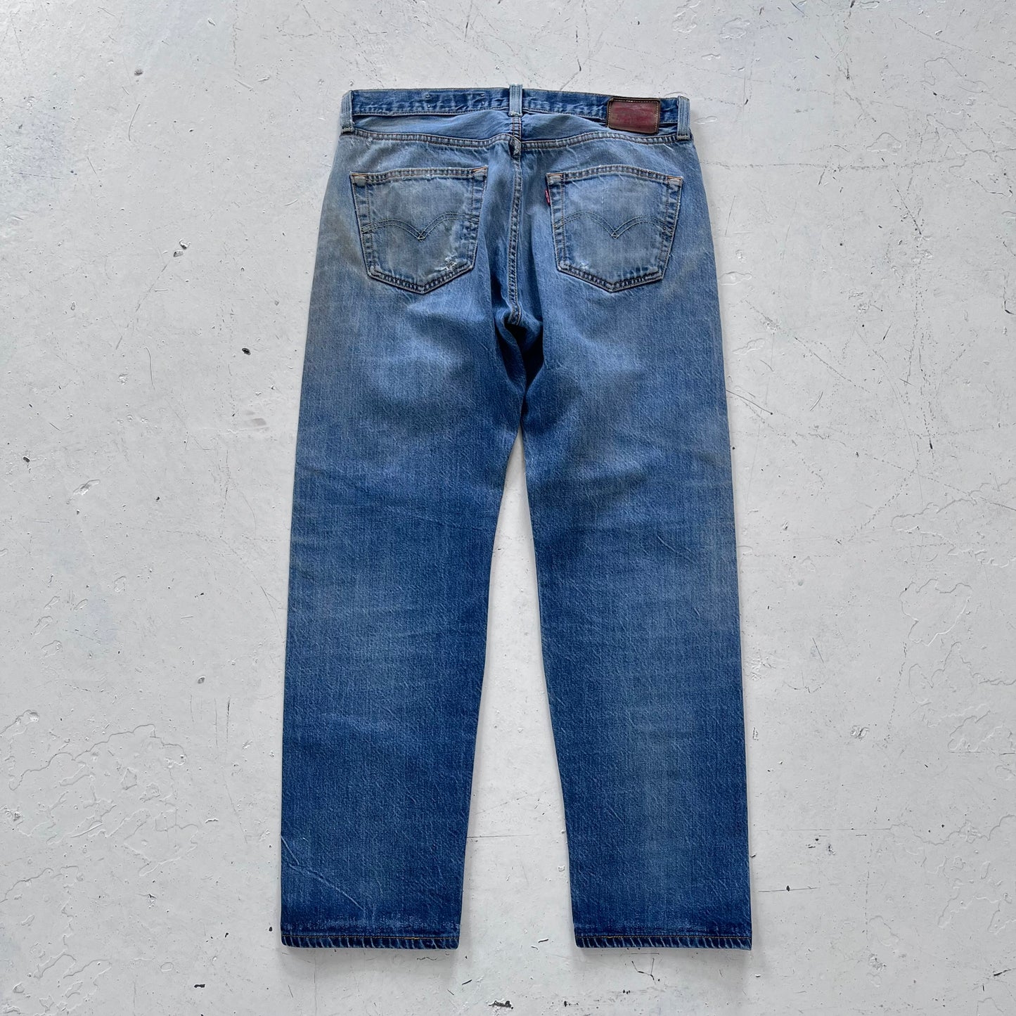 2000s levis 501 limited edition red line selvedge distressed jeans