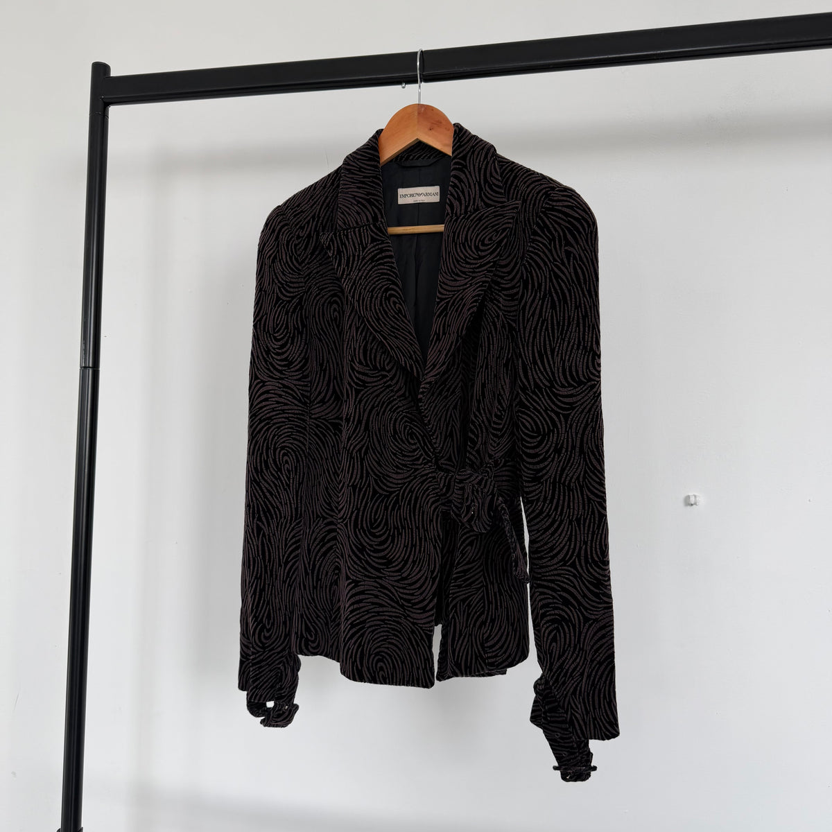 fw2004 emporio armani velvet swirl runway single breasted blazer jacket